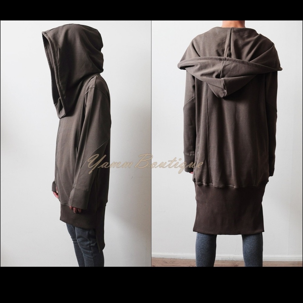 YammBoutique Etsy Handmade Rick Owens Hoodie Long Jacket Hoodie Cotton